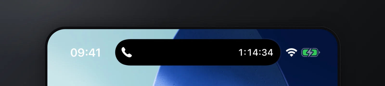 The Dynamic Island on an iPhone with the Superscribe logo and a countdown to the meeting