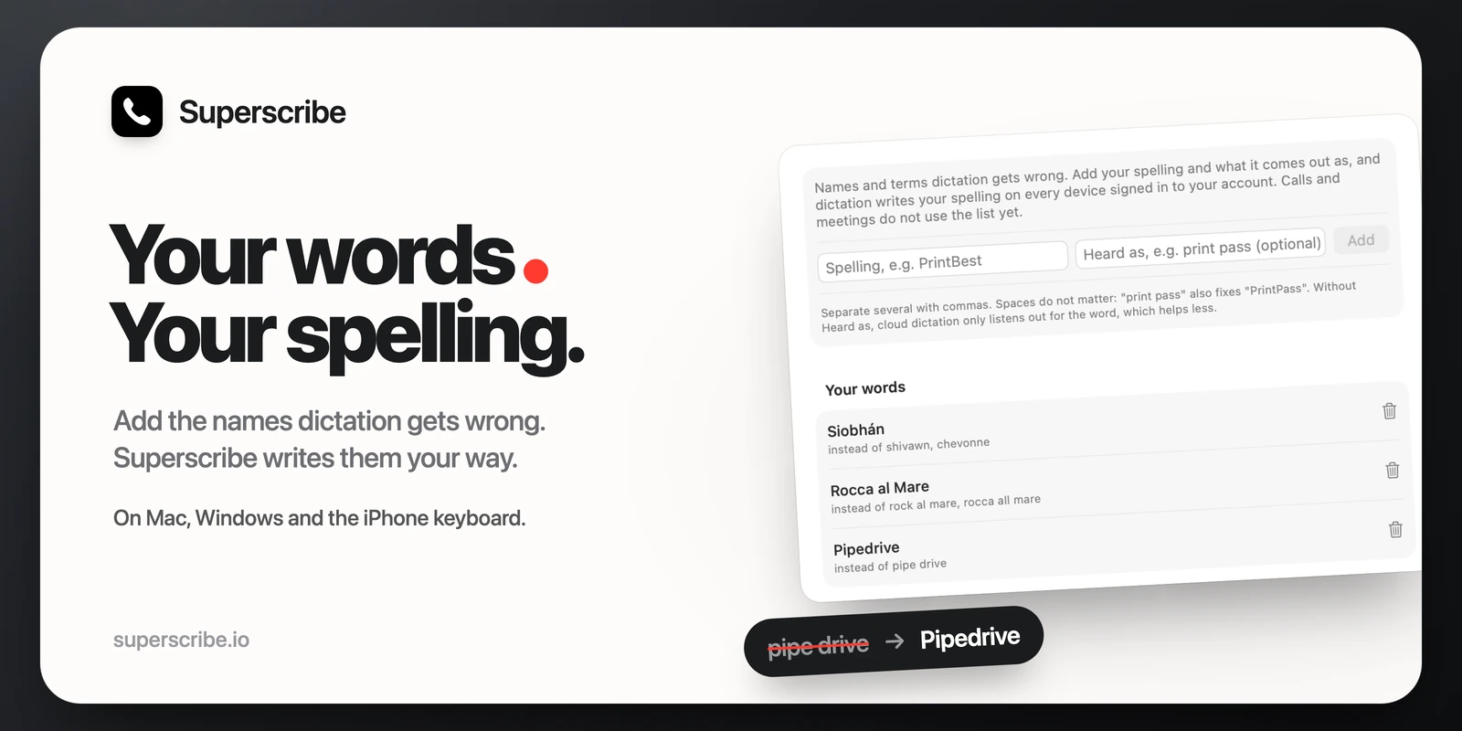 Teach Superscribe the Names It Gets Wrong